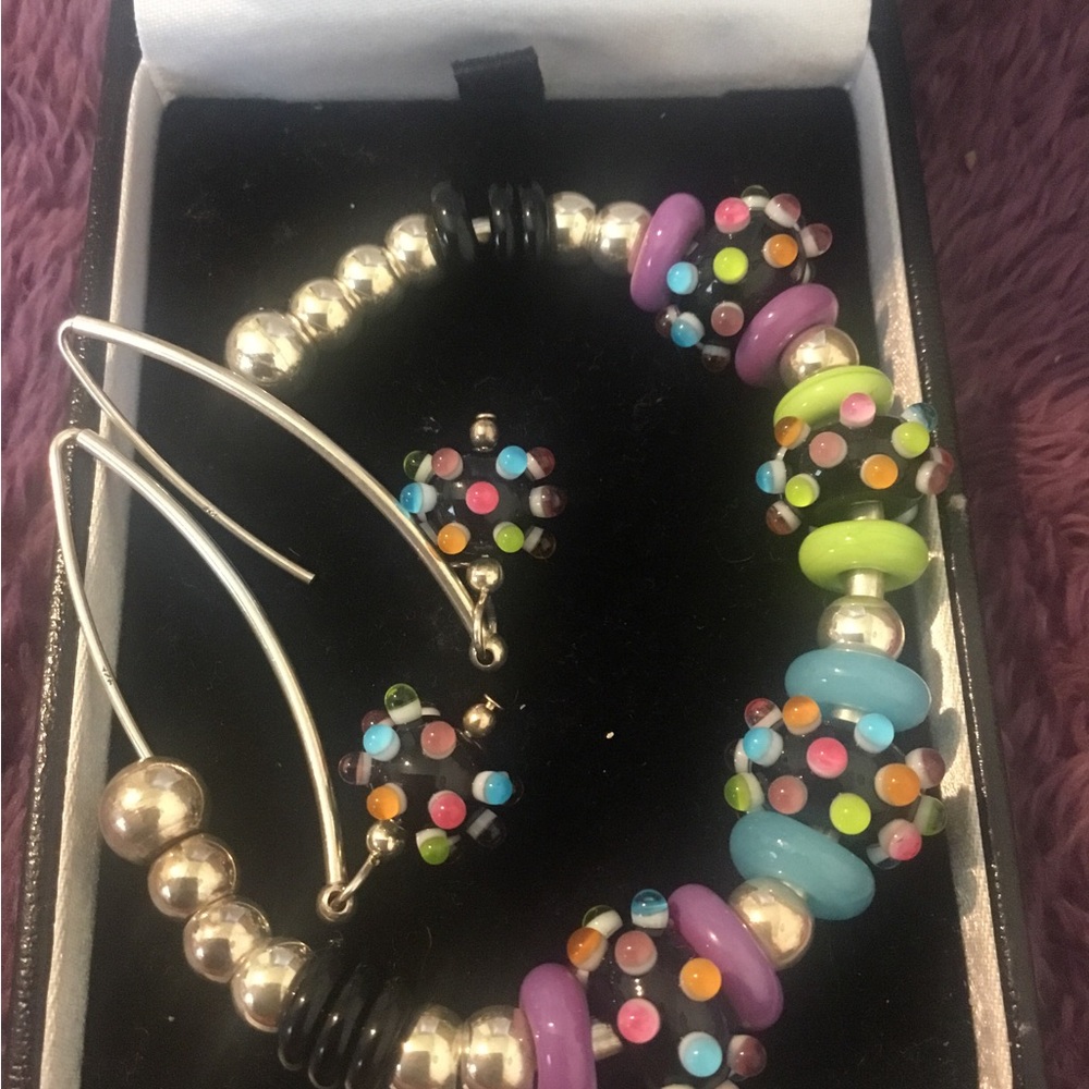 Vintage Sterling Silver Bracelet & Earring Set